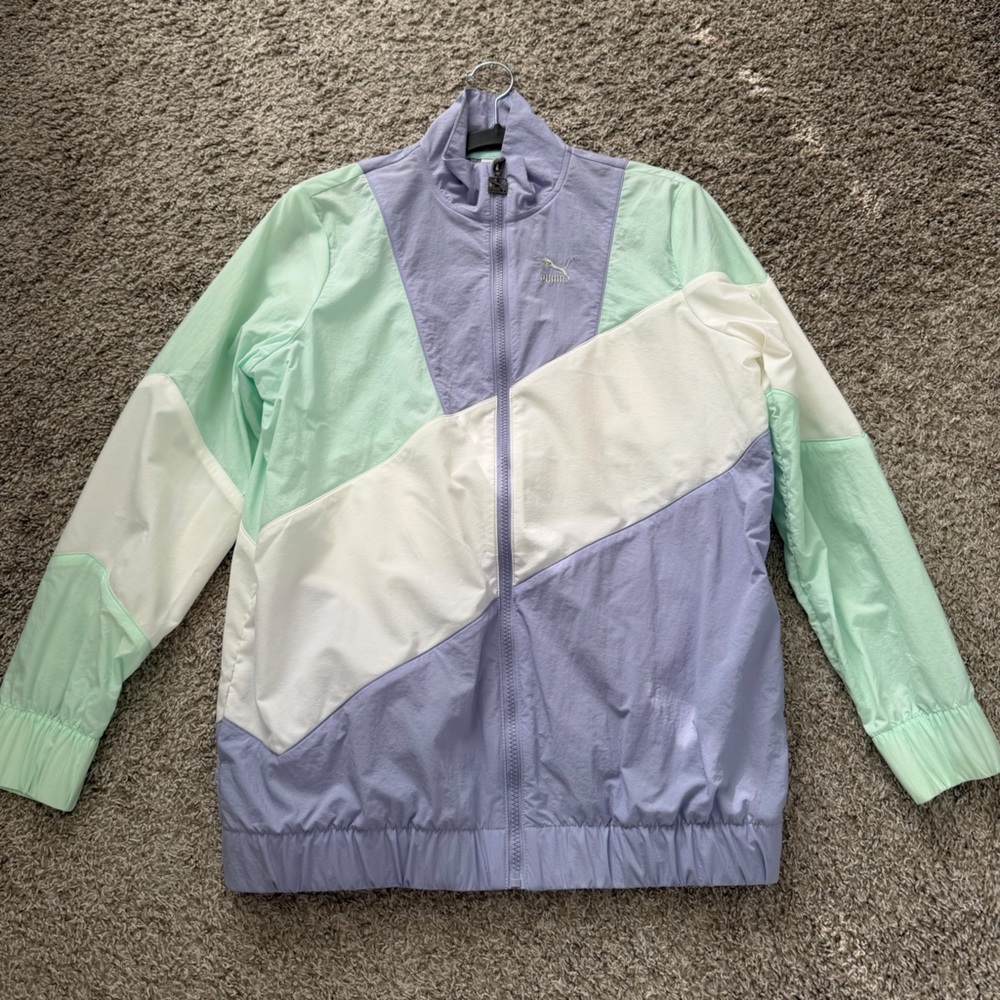 Puma Light Purple and Mint Green Windbreaker